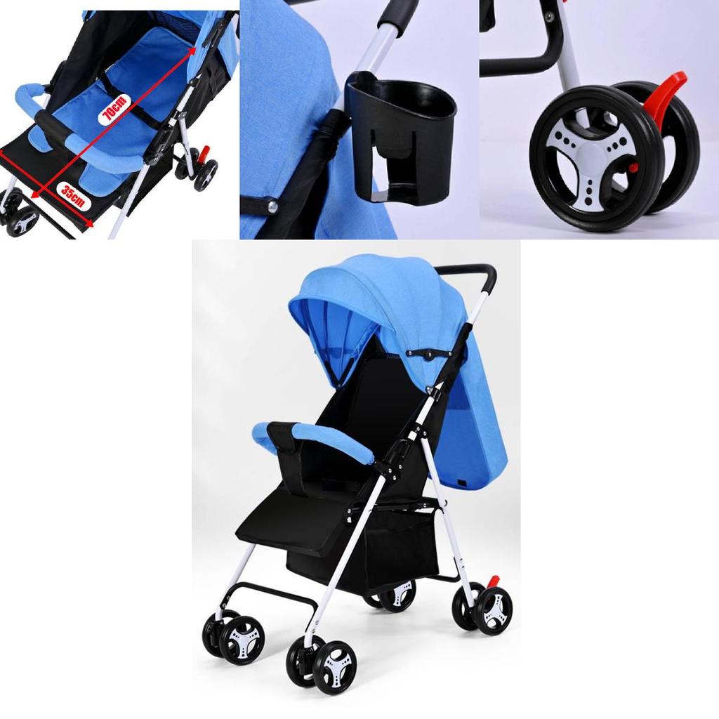 Lightweight Versatile Baby Stroller For Easy Travel Comfortable Seating And Lying Options