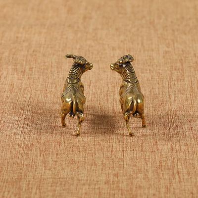 Latón Puro Zodíaco Toro Animales Miniatura Estatua Hecho a Mano Adornos Decoración del Hogar Artesanía Figuritas de Cobre Accesorios Decoración de Escritorio