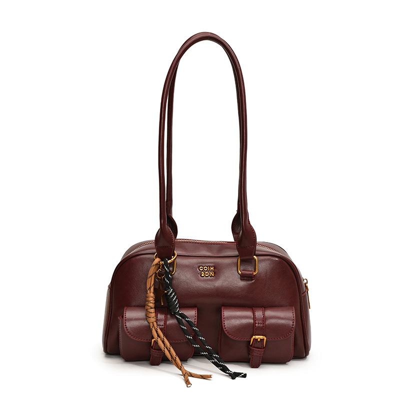 Retro Bowling Bag Women's 2024 Autumn and Winter New High-end Textured Small Square Bag Versatile Commuter Shoulder Armpit Bag