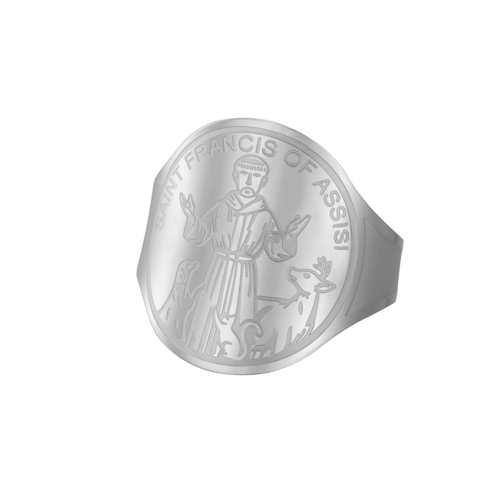 

LIKGREAT St Francis Medal Ring for Men Women Dog Blessing Amulet Catholic Saint Religious Stainless Steel Jewelry Gifts resizable