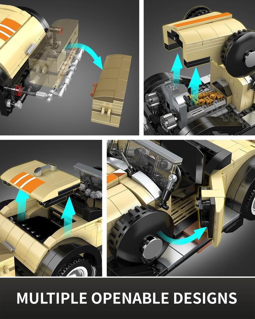 Mould King 10115 Classic Car Building Blocks MOC Retro Car Model Building Blocks a perfect gift for children and adult collectors ages 8 and up static