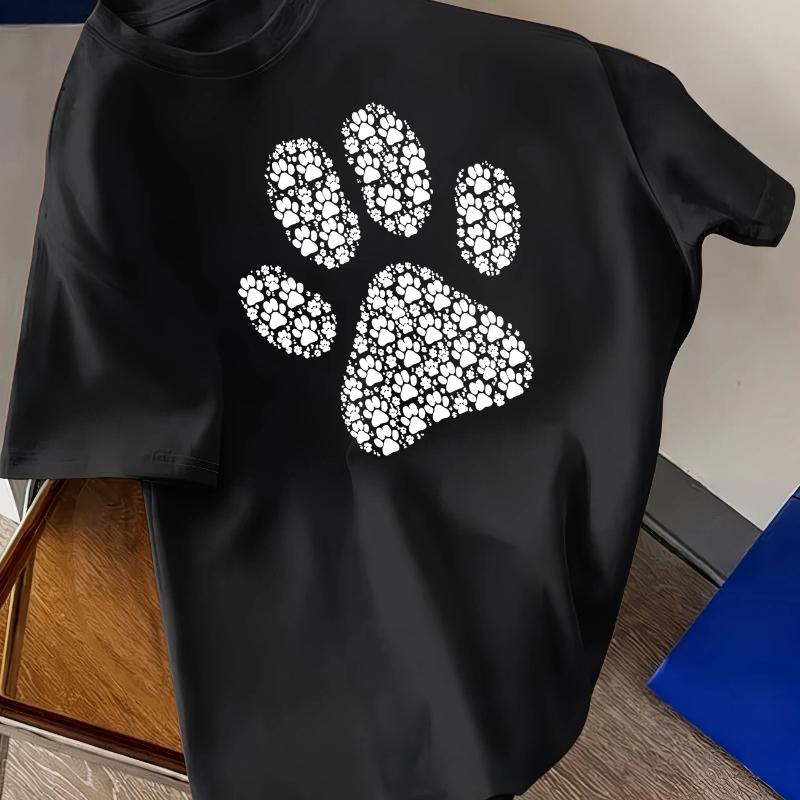 Funny Dog Paw T Shirt Cute Puppy Paw Graphic Tee Harajuku Streetwear Top Casual Loose Fit Unisex Summer Short Sleeve Tshirt XS