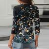 Damen V-Ausschnitt Freizeit Dreiviertelarm Knopf-Detail Top mit Blumenmuster