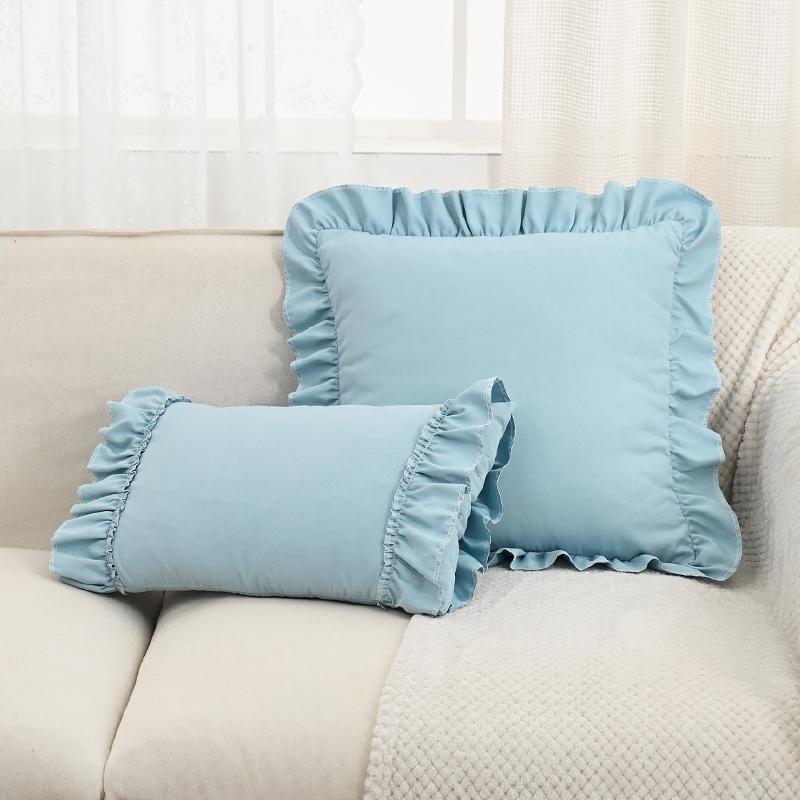 BUYNOW 1PC Suede Ruffle Skirt Small Fresh Pillowcase Pillowcase Sofa Pillowcase Bedside Cushion Cover Home Bedroom Decoration