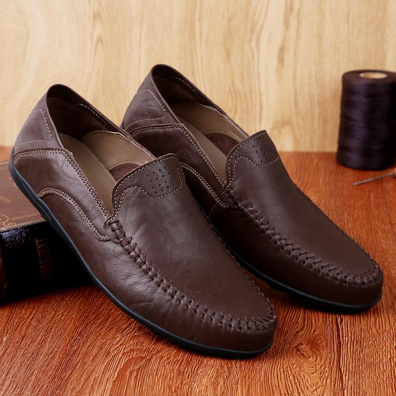 Genuine Leather Men Casual Shoes Luxury Brand Designer Men Loafers Moccasins Breathable Slip on Male Boat Shoes Plus Size 37-47