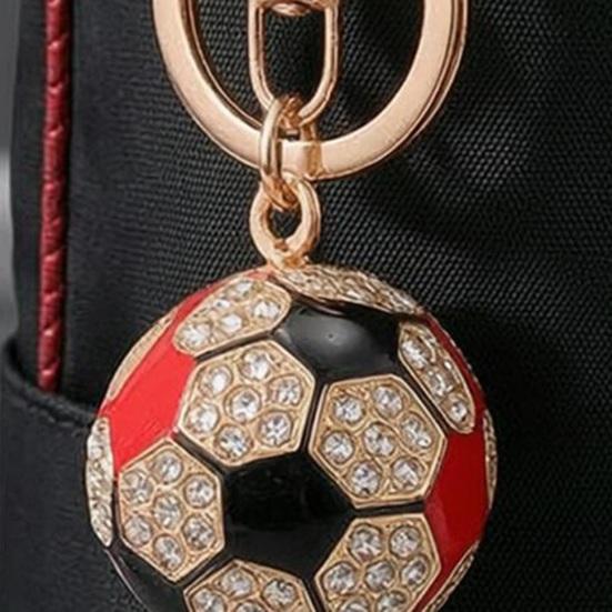 Keychain Pendant Rhinestones Inlaid Football Design Key Chain with Enamel Finish Lobster Clasp Backpacks Accessory