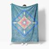 Irregular Geometric Turquoise Blue Abstract Pattern Throw Blanket Sofa Bed Cover Bedspread Decorative Throw Rug