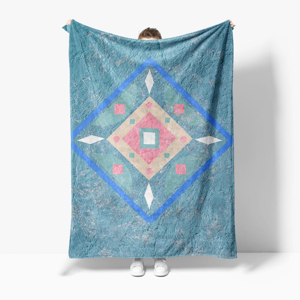 Irregular Geometric Turquoise Blue Abstract Pattern Throw Blanket Sofa Bed Cover Bedspread Decorative Throw Rug 130x150cm51x59in