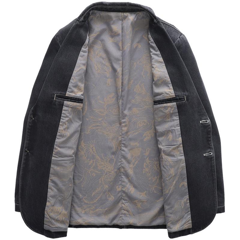 Pánský podzimní bundový oblek 2024 Retro džínový oblek Ležérní Malý oblek Single Jacket S-XXXXL