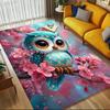 1pc Cherry Blossom Owl Themed Rug for Home Decor, Non-slip Office Carpet, Chair Mat, Outdoor Mat, Christmas and Halloween Gifts-0731044