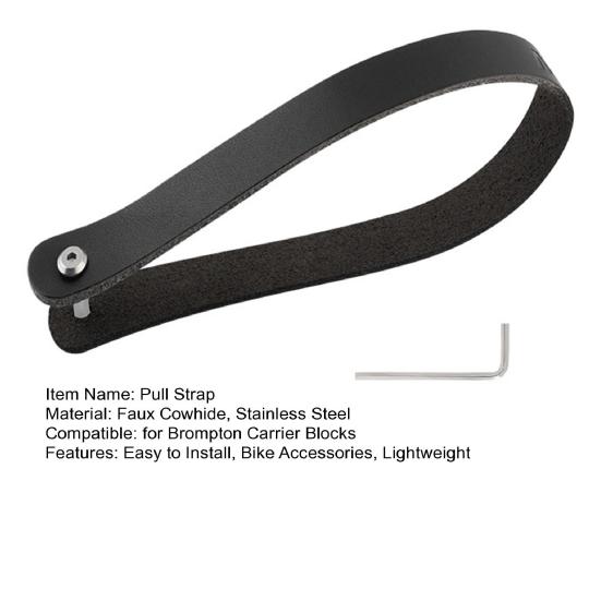 Faux Cowhide Pull Strap for Brompton Folding Bike Carrier Block Fake Leather Quick Release Bicycle Carrier Block Pull Belt Handle Wrench