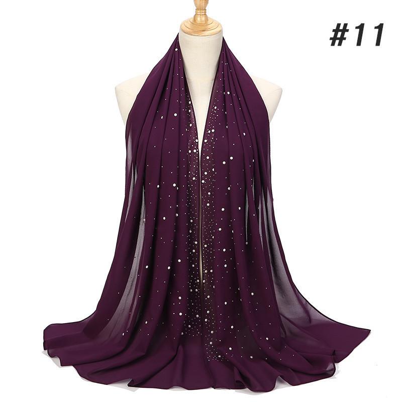 women plain bubble pearl chiffon scarf Head hijab wrap solid shawls headband foulard femme muslim hijabs stores