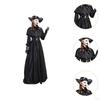 Plague Doctor Costume Set Cosplay Classic Festival Carnival for Women Gloves S Headcover