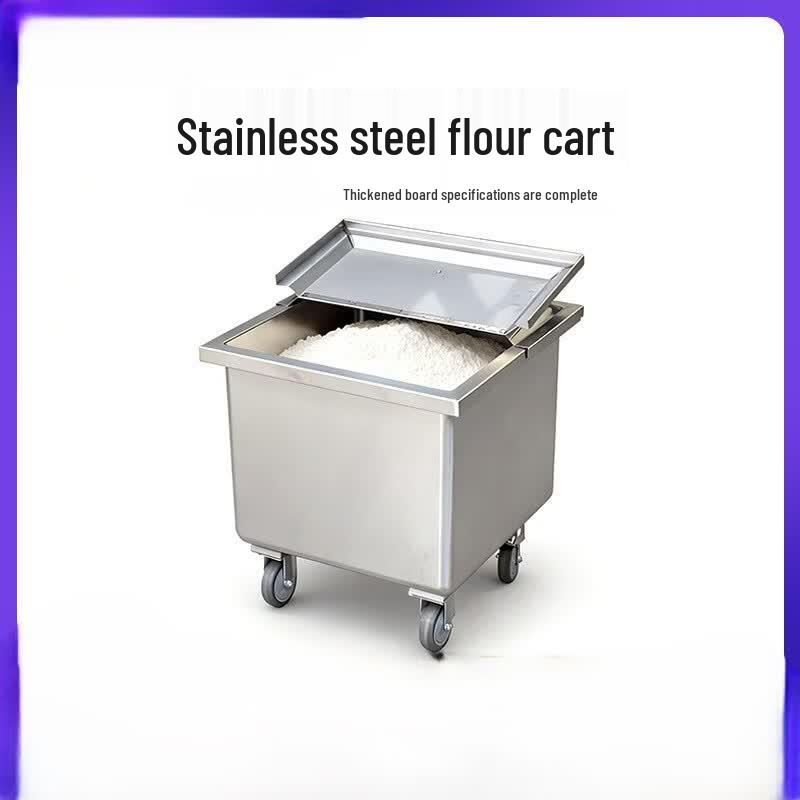 Stainless Steel Mobile Food Storage Cart with Lid