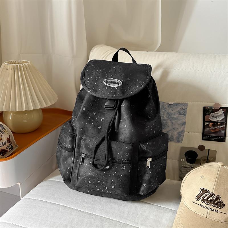 Star Print Women's Lightweight Travel Backpack Nylon Student Schoolbag