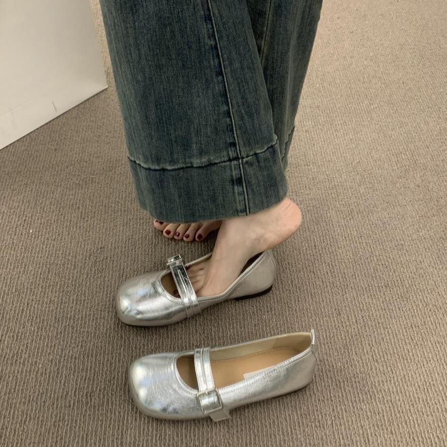 Retro Mango Head Mary Jane Shoes Are Versatile and Not Tired, One Pedal Ballet Single Shoes for Women