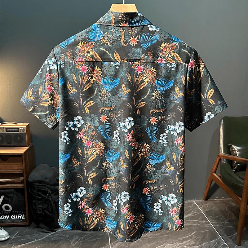 New Short-sleeved Floral Shirt for Men Fashionable and Handsome Loose Men's