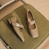 2308 flat shoes women's thick heel new square head with Mary Jane shoes French square buckle light mouth low heel single shoes