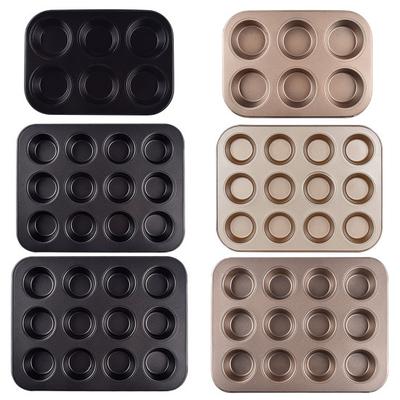 Cupcake Tava 6/12 Kavite Yeniden Kullanılabilir yapışmaz Bakeware Karbon Çelik Mutfak Bisküvi Muffin Tepsisi Kalıp Pan Fırın Malzemeleri