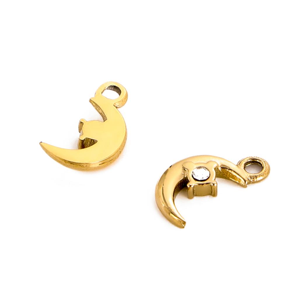 CARLIDANA Delicate Unisex Waterproof Stainless Steel Sun Pendant Moon Charms 18k Gold Color for DIY Jewelry Necklace Jewelry