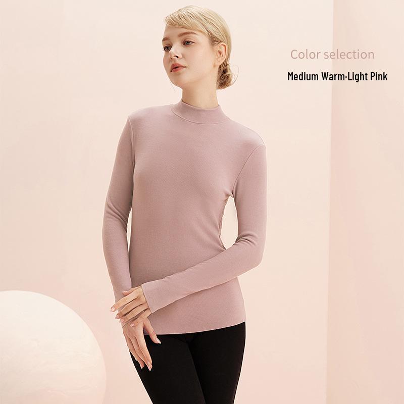 Women's Derong Hyaluronic Acid Thermal Top - Semi-High Neck Long Sleeve Base Layer for Autumn/Winter 2024