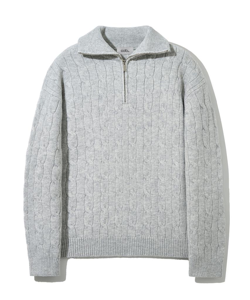 COSTUME O’CLOCK Cable Half Zip Heavy Knit Pullover 8 Color Cooskt069