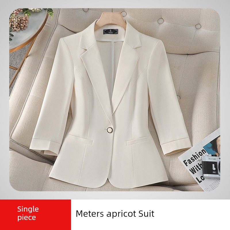 

Блейзеры с рукавом три четверти Женские Маленький Весна и Лето Новинка Повседневный Тонкий Высококачественный Короткий Топ Элегантный Костюм One-piece apricot suit M