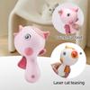 Portable Dual Function Treat Shooting Laser Teaser Slow Feed Cat Toy for Household Cats Indoor Play Cute Bird Shaped Handheld