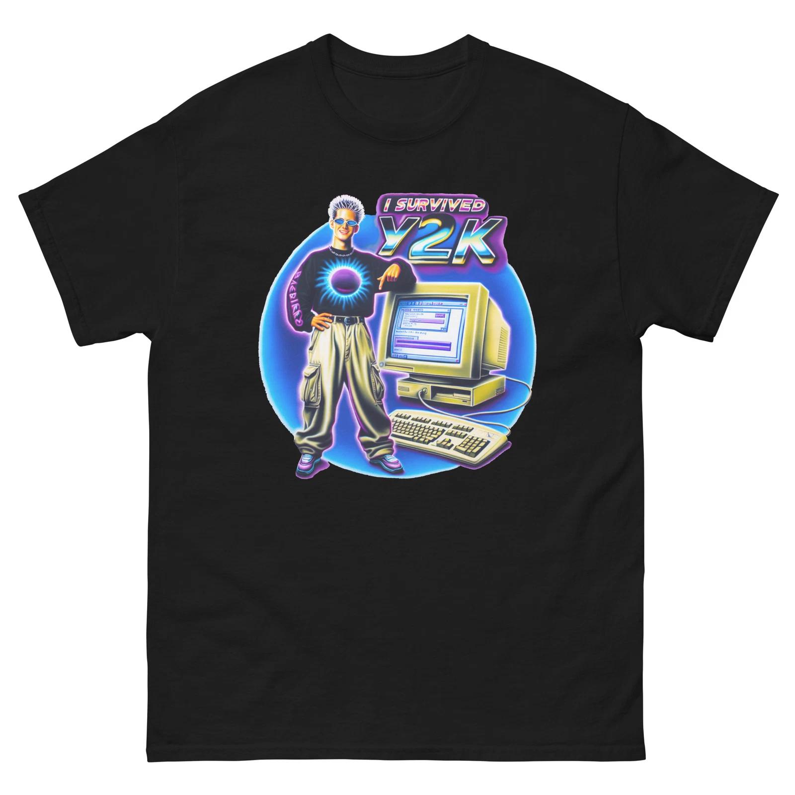 

I Survived Y2K Guy Computer Funny T-Shirt Shirt 3XL