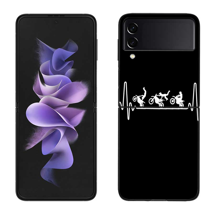 

Motorcycle Heartbeat Phone Case For Samsung Z Flip 7 6 5G Galaxy Z Flip 5 4 3 Black Hard Cell Cover Luxury PC Shell Coque Samsung Z Flip 5 5G