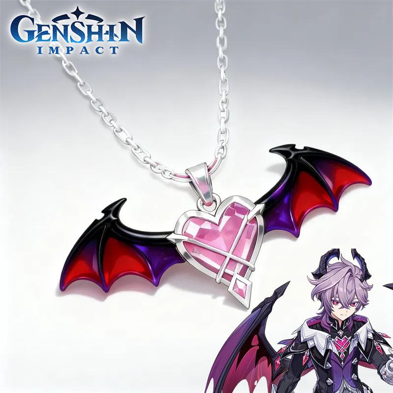 Jeu Genshin Impact Durin Collier Cosplay Ailes de Dragon Pendentif Cœur Chaîne de Clavicule Unisexe Accessoires de Bijoux pour Couple