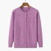 Autumn Sweaters Winter Knitted Clothes Women Printed Middle Aged Mother Embroidered Long Sleeve Tops Button Sweater