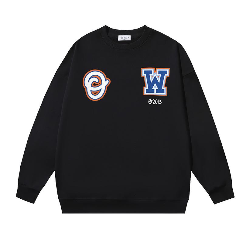 1111 Off-White 2026 Spring and Autumn New OW Magic Elder Pattern Printed Men's and Women's Round Neck Hoodie