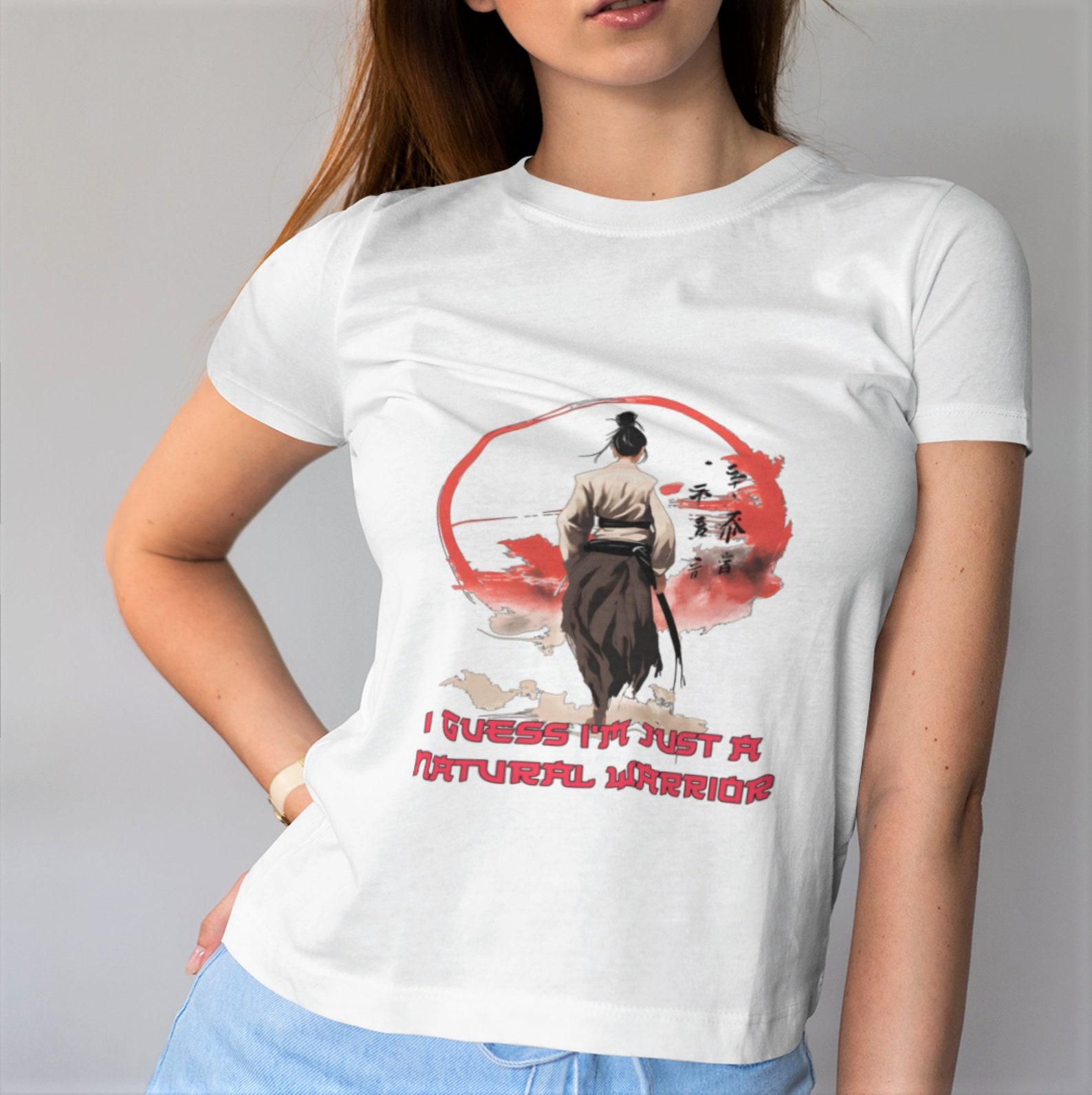 Female Samurai T-Shirt: Japanese Warrior Art, Girl Power Tee 4XL