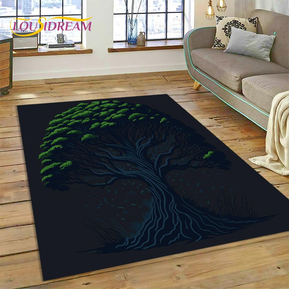 Tree of Life Nature Viking Yggdrasil Norse Rug Carpet for Living Room Bedroom Decor,Non-slip Decoration for Sofa Doormat Gift
