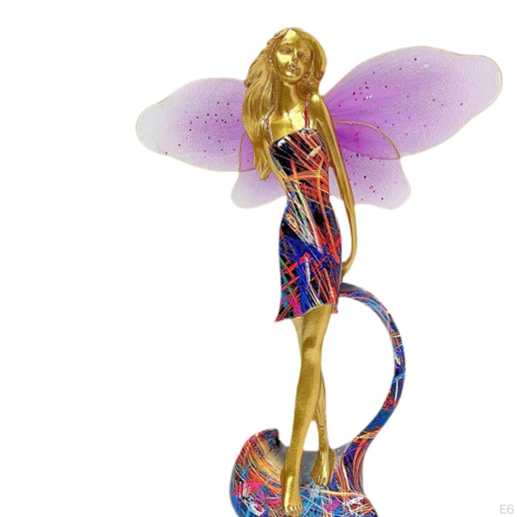 Fairy Garden Resin Figurine ,Girl Statue, Desktop Ornament, Decorative Cute Butterfly Elf Decor