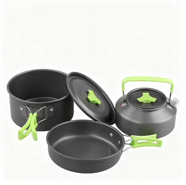 

Outdoor Camping Suitable For 2-3 People With Pot, Teapot Combination, Portable Camping Equipment, Aluminum Pot, Cooking Utensils