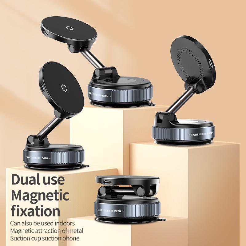 Car Design Alloy Folding Wireless Charging Magnetic Phone Holder for Car Suction Mobile Holder Dashboard Holder