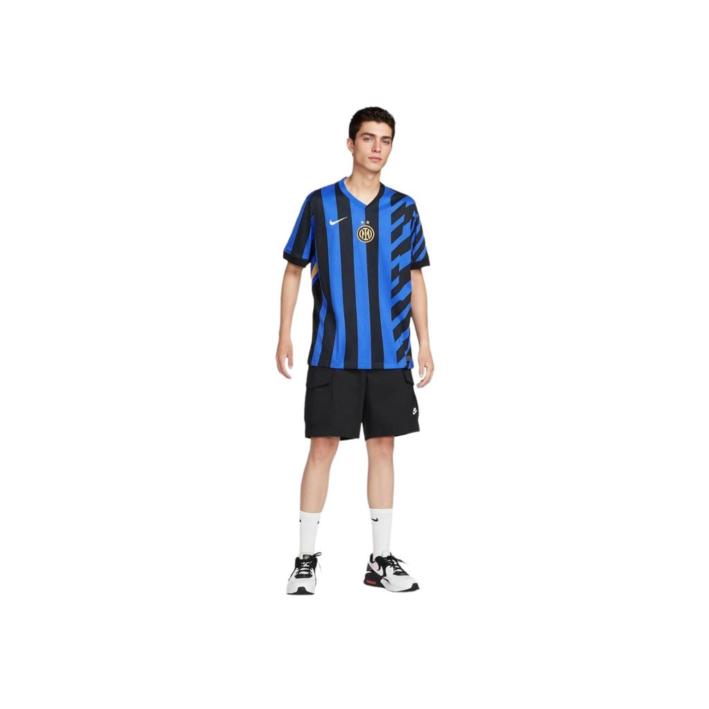 Nike Camisa de Futebol de Manga Curta para Casa da Moda com Logotipo da Inter de Milão Masculino tops Preto Azul FN8787-440