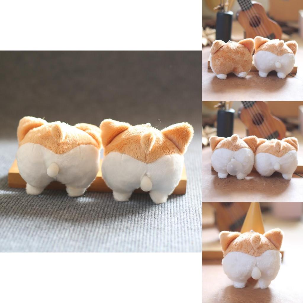Cute Corgi Butt Plush Keychain With Soft Short Pile For Bag Decoration