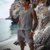 European Summer 2026 Casual Knitwear Two-Piece Set: Breathable, Trendy Hollow-Out Shorts & Versatile Top