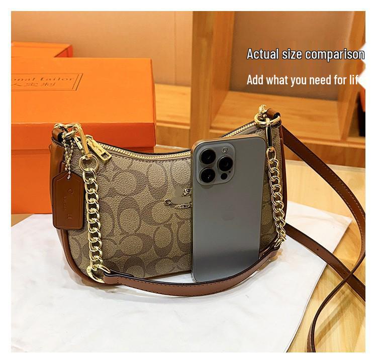 Řetízková kabelka ve tvaru knedlíku s potiskem písmen: Všestranná 25cm módní kabelka přes rameno a crossbody