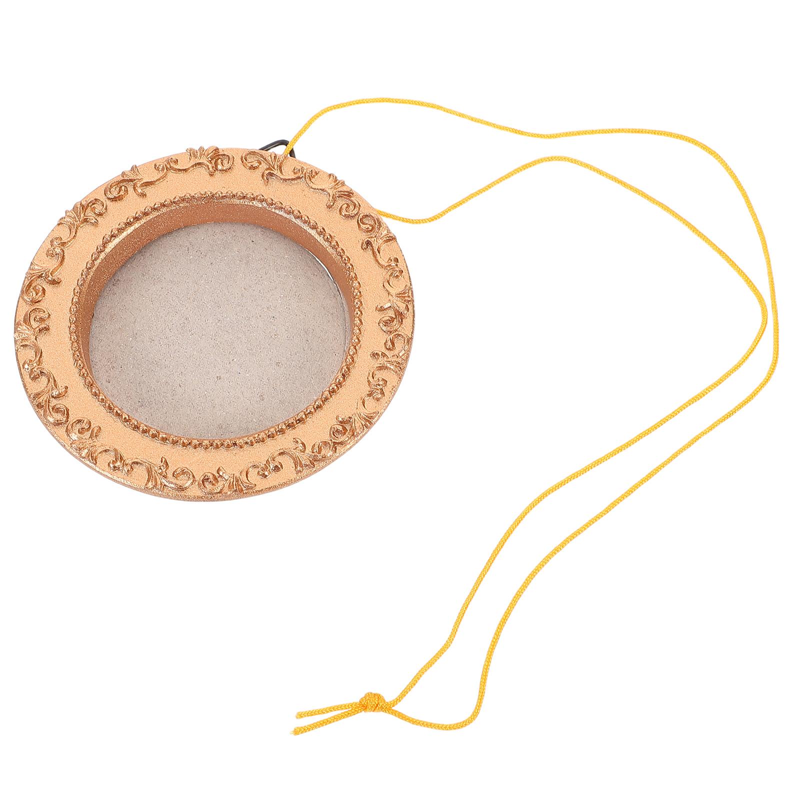

Mini Picture Frame Ornament - Vintage Oval Gold Wall Hanging Photo Frame for Christmas Tree Holiday Party Home Decor 7X7X1CM
