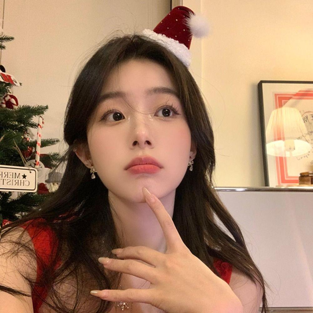 Bow Merry Christmas Headbands Snowflake Christmas Tree Headbands Crystal Santa Hat Hair Hoop  Party