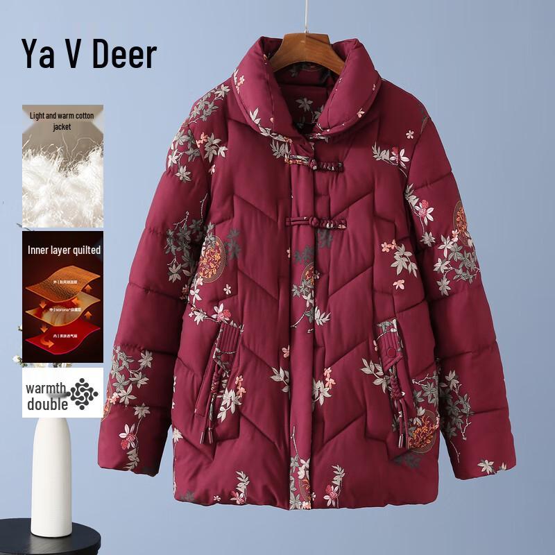 

Yalu Women s Elderly Floral Winter Cotton Jacket 2XL