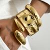 Ingemark 3 Styles Hip Hop Heavy Metal Water Drop Bangles for Women Goth Gold Color Geometric Spring Arm Bracelets Couple Jewelry