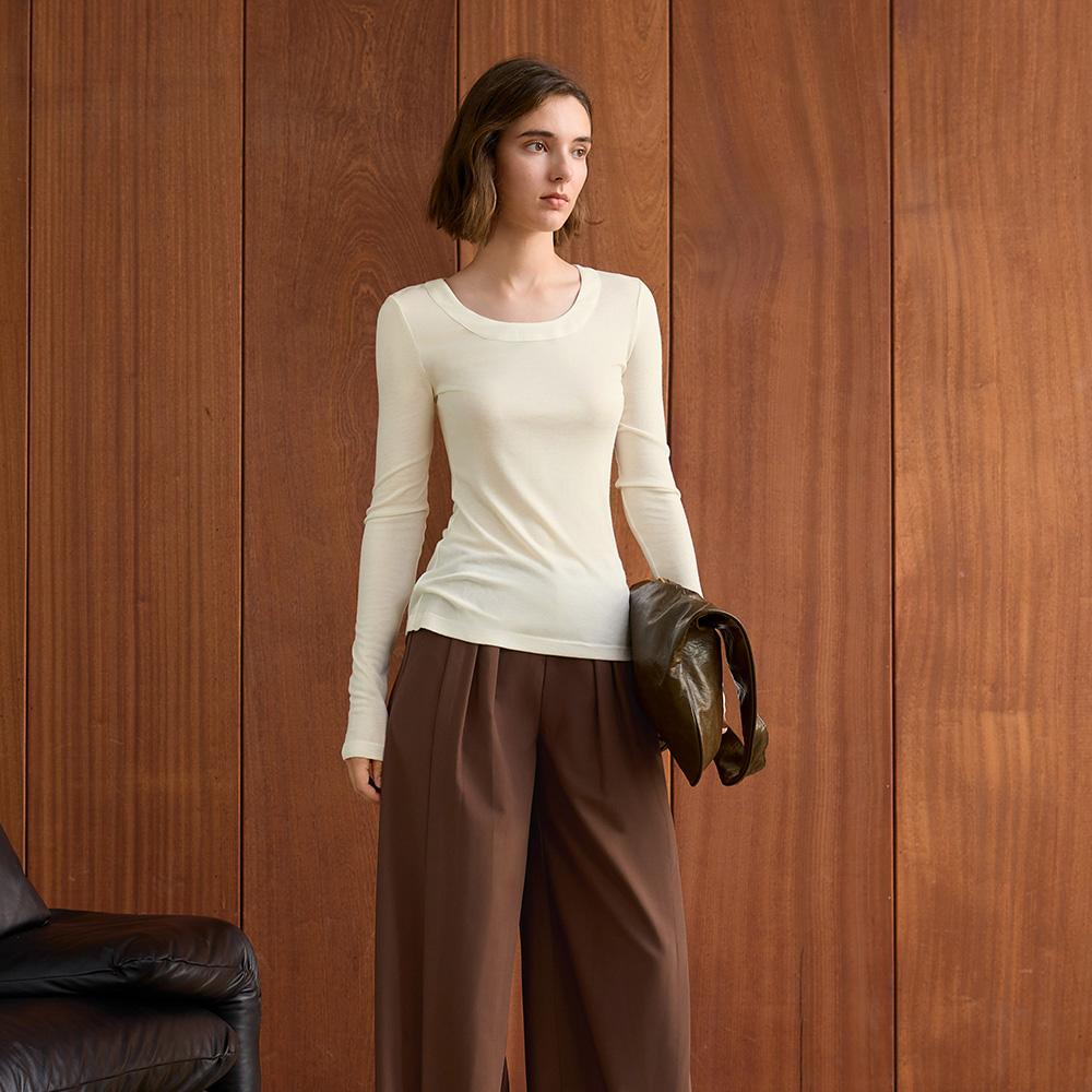 Waiwaiaiem Yy_Crew Neck Slim Basic Top