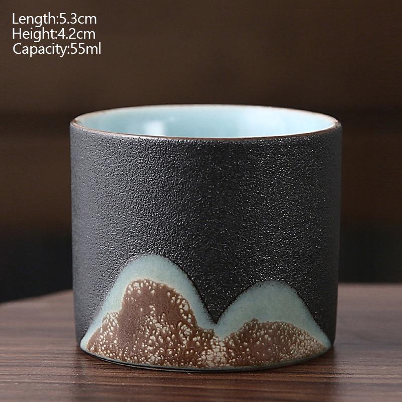 Ceramic Tea Cup Porcelain Painted Teacups Chinese Kungfu Cup Retro Coffee Mug Ceramic Glaze Painted Tea Cup Gift To Friends