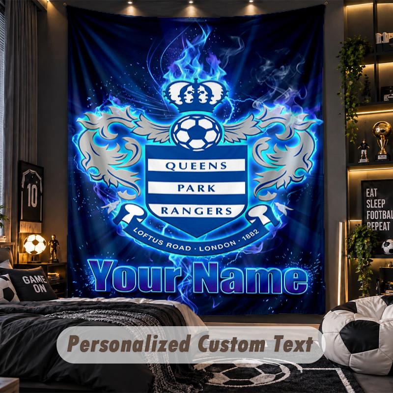 TapestryQueens Park Rangers FC Custom Name Text Personalized Wall Hanging Tapestry Home Wall Decor