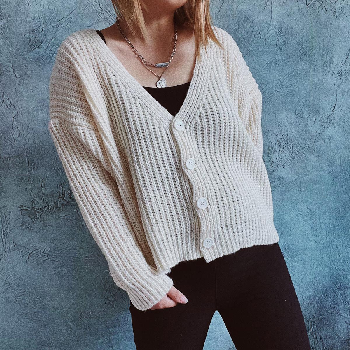 

Осінні кардигани светри для жінок зима з довгим рукавом однобортний в язаний светр верхній одяг пальто XL абрикосовий